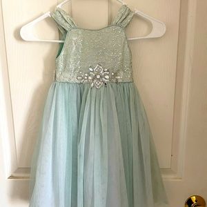 Aqua dress the bottom part has silver glitter on the pattern